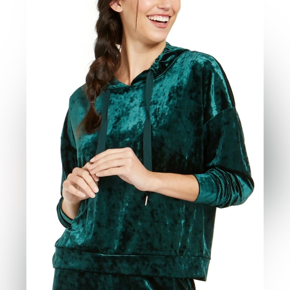 Emerald Green Velvet Hoodie